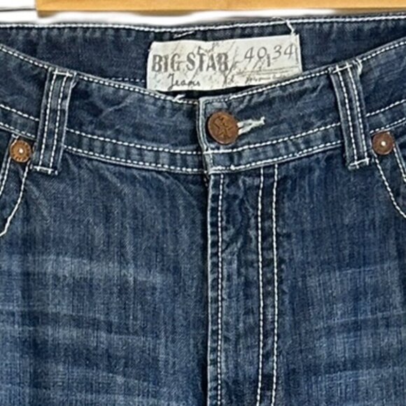Big‎ Star Men's Blue Jeans Denim Sz 40 x 34 Straight Leg Relaxed White Seams - Picture 3 of 4